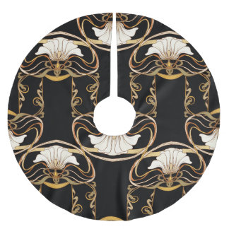 Art Nouveau: Gold Black Polyester Weihnachtsbaumdecke