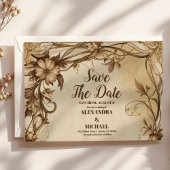 Art Nouveau Gold Botanische Hochzeit Save The Date