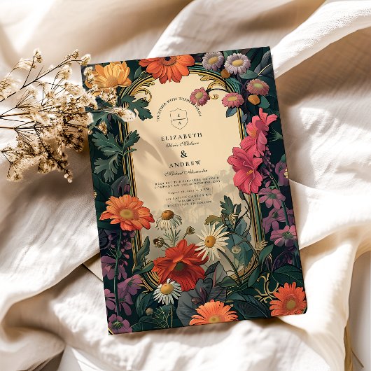 Art Nouveau Gold Frame Wedding Einladung