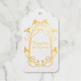 Art Nouveau Gold Green Botanic Gift Tag Geschenkanhänger