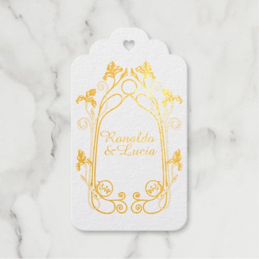 Art Nouveau Gold Green Botanic Gift Tag Geschenkanhänger (Vorderseite)