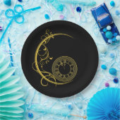 Art Nouveau Gold Neue Jahre Uhr Pappteller (Party)