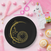 Art Nouveau Gold Neue Jahre Uhr Pappteller (Party)