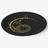 Art Nouveau Gold Neue Jahre Uhr Pappteller (Schrägansicht)