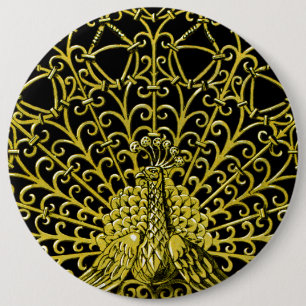 Art Nouveau Gold Peacock Button