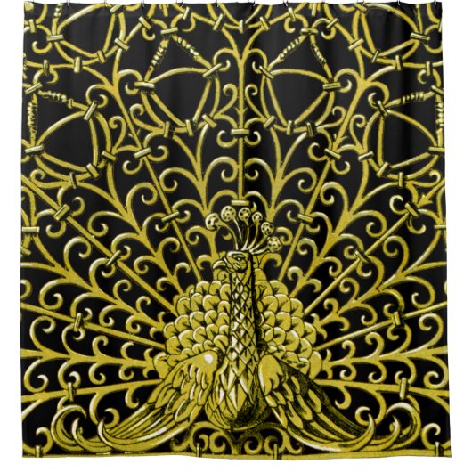 Art Nouveau Gold Peacock Duschvorhang (Vorderseite)