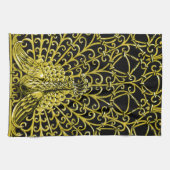 Art Nouveau Gold Peacock Geschirrtuch (Horizontal)