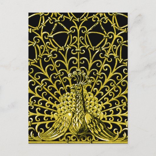 Art Nouveau Gold Peacock Postkarte (Vorderseite)