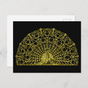 Art Nouveau Gold Peacock Postkarte