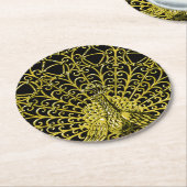Art Nouveau Gold Peacock Runder Pappuntersetzer (Angewinkelt)
