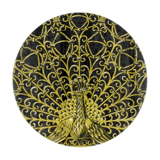 Art Nouveau Gold Peacock Schneidebrett (Vorderseite)