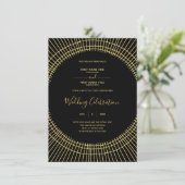 Art Nouveau Gold und schwarze Hochzeit Einladung (Stehend Vorderseite)