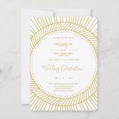 Art Nouveau Gold und Weiß Hochzeit Einladung (Vorderseite)