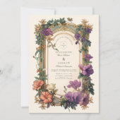 Art Nouveau Golden Arch Flora Hochzeit Einladung (Vorderseite)