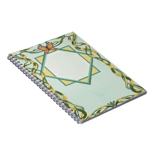 Art Nouveau Golden Mimosa Spiral Notebook Notizblock (Rechte Seite)