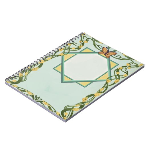 Art Nouveau Golden Mimosa Spiral Notebook Notizblock (Linke Seite)