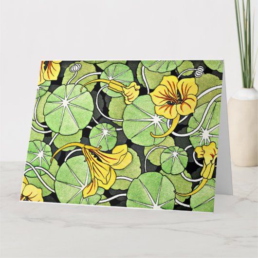 Art Nouveau Golden Nasturtium Muster Karte (Vorderseite)