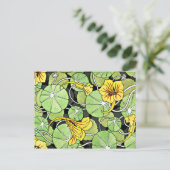 Art Nouveau Golden Yellow Nasturtium Muster Postkarte (Stehend Vorderseite)