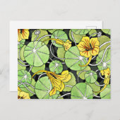 Art Nouveau Golden Yellow Nasturtium Muster Postkarte (Vorne/Hinten)