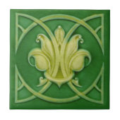 Art Nouveau Gothic Green Lilie Repro Tile Fliese (Vorderseite)