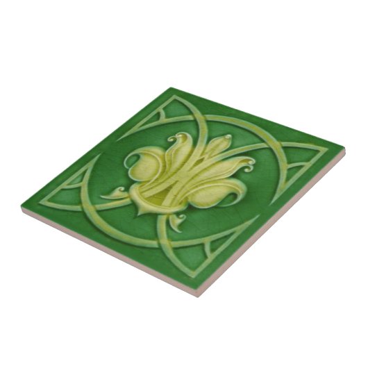Art Nouveau Gothic Green Lilie Repro Tile Fliese (Seite)