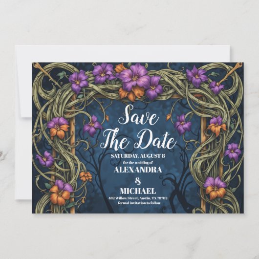 Art Nouveau Gothic Halloween Hochzeit Save The Date (Vorderseite)