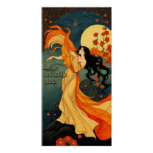 Art Nouveau Göttin Fließende Flamme Floral