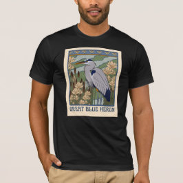 Art Nouveau Great Blue Heron T-Shirt