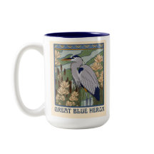 Art Nouveau Great Blue Heron Tasse