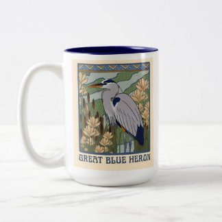 Art Nouveau Great Blue Heron Tasse