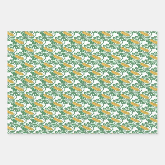 Art Nouveau Green Buttercup Blumentapete Geschenkpapier Set (Vorderseite 3)