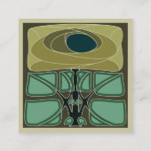 Art Nouveau Green Cream Quadratische Visitenkarte (Rückseite)