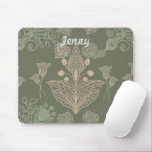 Art Nouveau Green Floral Personalisiert Mousepad (Mit Mouse)