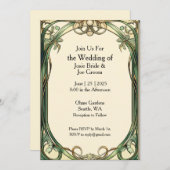 Art Nouveau green gold Einladung (Vorne/Hinten)