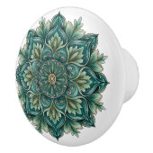 Art Nouveau Green Medallion Keramikknauf (Rechts)