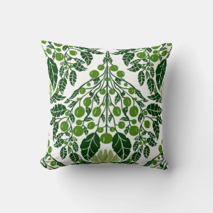 Art Nouveau Green-Vintage Blumenbügel Kissen