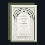 Art Nouveau Greenery Arch Wedding Einladung<br><div class="desc">Art Nouveau Greenery Arch Rahmen Hochzeit Einladung. Die Farbpalette ist grün,  mit einem weichen beigen Hintergrund.</div>