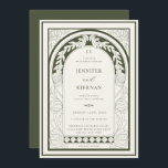 Art Nouveau Greenery Arch Wedding Einladung<br><div class="desc">Art Nouveau Greenery Arch Rahmen Hochzeit Einladung. Die Farbpalette ist grün,  mit einem weichen beigen Hintergrund.</div>