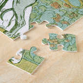Art Nouveau Greyhound and Lady mit Blume Puzzle (Seite)