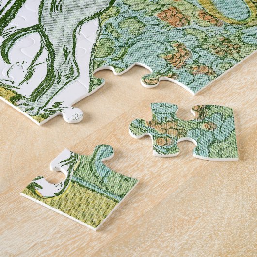 Art Nouveau Greyhound and Lady mit Blume Puzzle (Seite)
