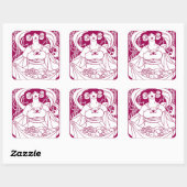 Art Nouveau Harvest Lady Quadratischer Aufkleber (Blatt)