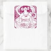 Art Nouveau Harvest Lady Quadratischer Aufkleber (Tasche)