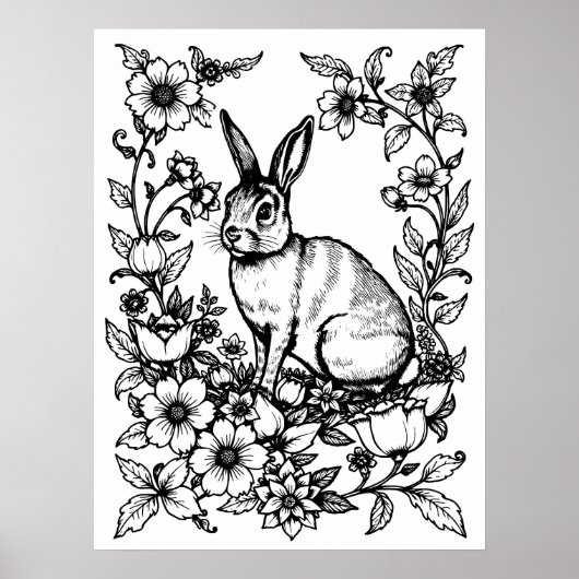 Art Nouveau Hasen-Farbposter 1 Poster (Vorne)