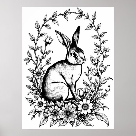 Art Nouveau Hasen-Färbposter 4 Poster (Vorne)