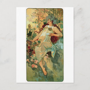Art Nouveau ~ Herbst durch Alphonse Mucha Postkarte