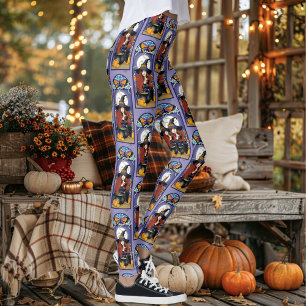 Art Nouveau Herbsthexe Kürbisse Lila Mond Leggings