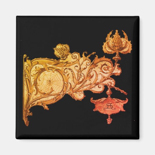 Art Nouveau Herbstsaison und Spiderweb Magnet (Vorne)