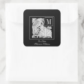 Art Nouveau Heron Monogram Buchzeichen Sticker (Tasche)