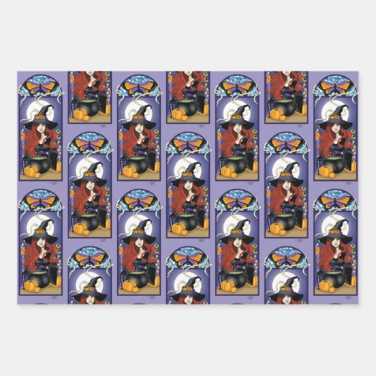 Art Nouveau Hexe Geschenkpapier Set (Vorderseite 2)