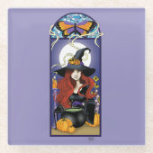 Art Nouveau Hexe Glasuntersetzer (Vorderseite)